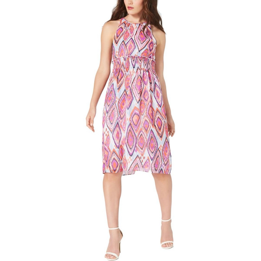 *NWT* TRINA TURK PRINTED SMOCKED MIDI DRESS - PINK